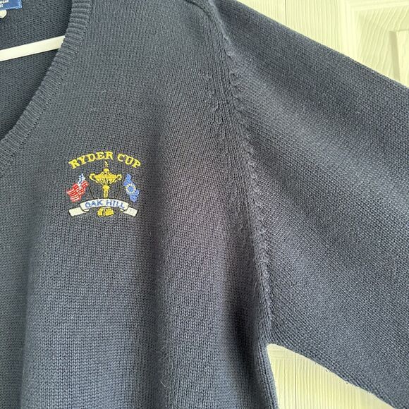 Vintage LA MODE Golf Sweater Mens L Navy Blue PGA Ryder Cup Oak Hill - Picture 6 of 12